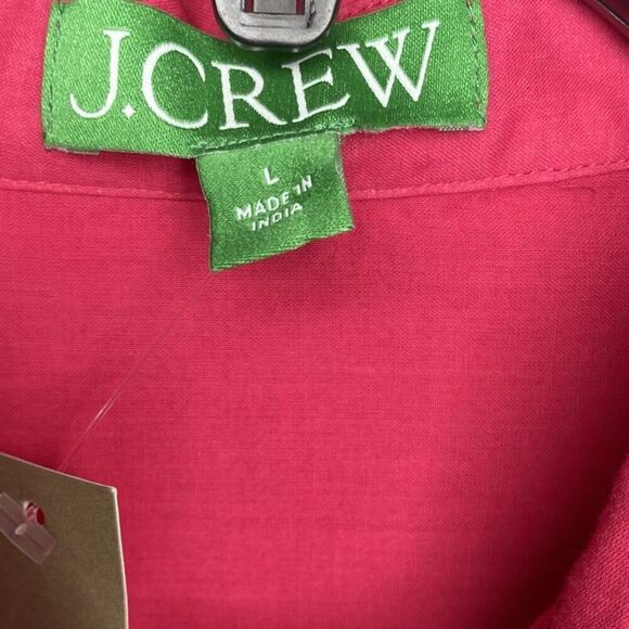 J.CREW Button Up Beach Shirt Women Large Cotton Voile Fuchsia Pink Relaxed BX621 - Picture 11 of 14